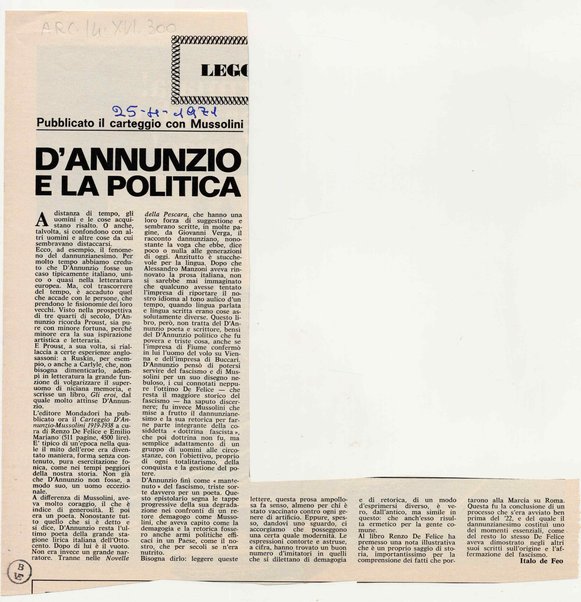 D'Annunzio e la politica