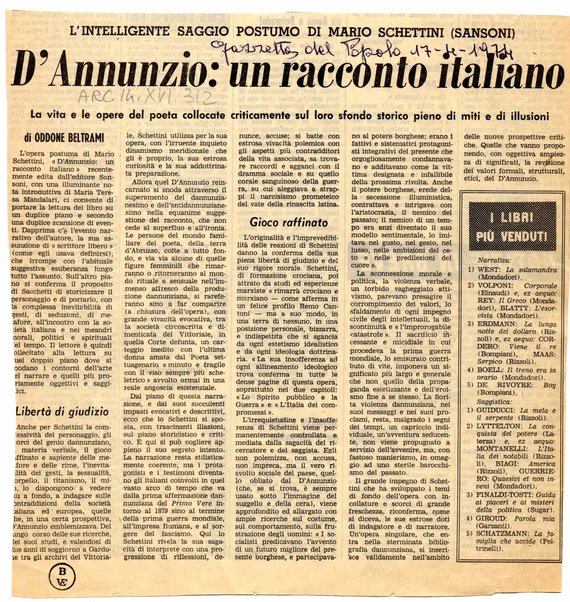 D'Annunzio: un racconto italiano