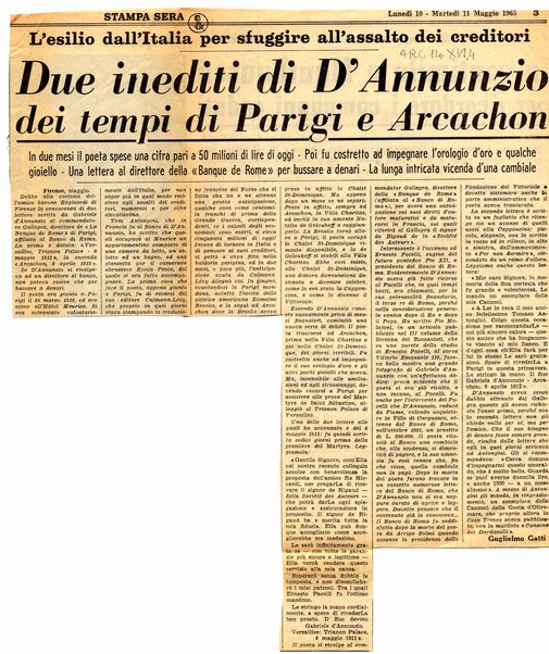 Due inediti di D'Annunzio dei tempi di Parigi e Arcachon