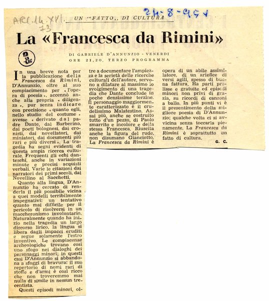 La "Francesca da Rimini" <recensione>
