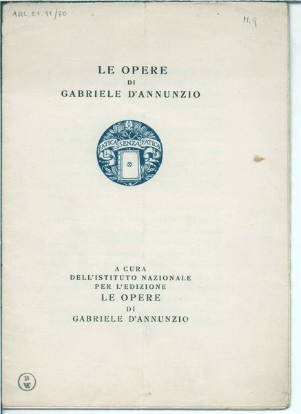 Statuto dell'Istituto Nazionale per l'edizione le opere di Gabriele D'Annunzio