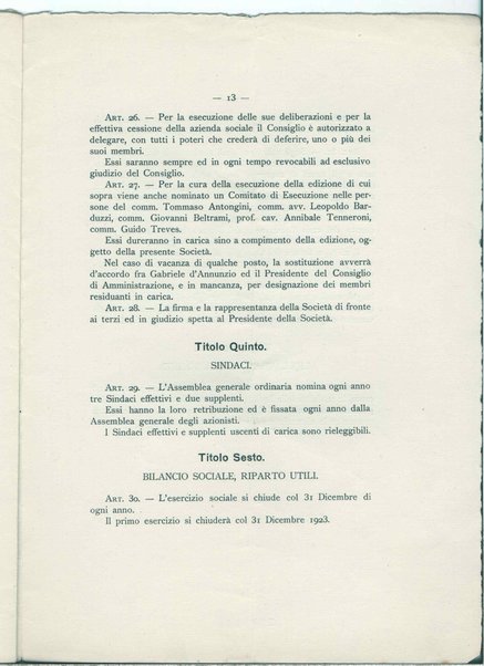 Statuto dell'Istituto Nazionale per l'edizione le opere di Gabriele D'Annunzio