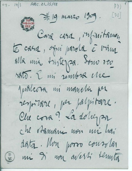 Lettera con busta. Sigillo in ceralacca