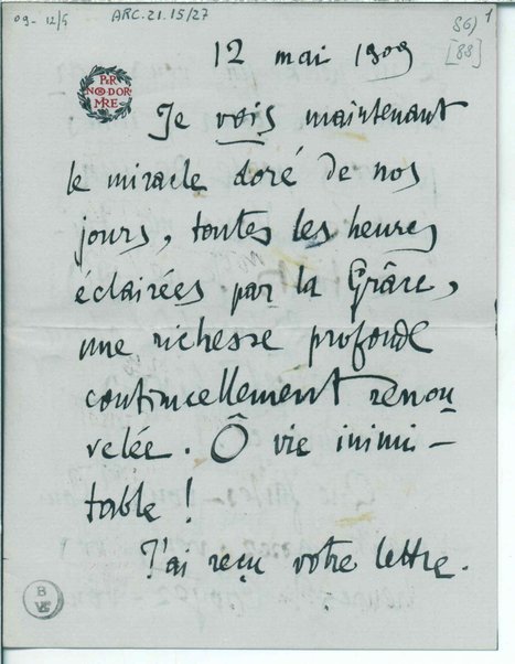 Lettera con busta <in lingua francese>. Sigillo in ceralacca