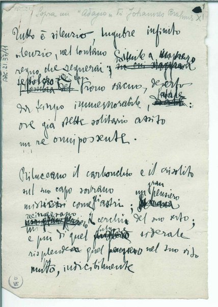 [Poema Paradisiaco. Hortus conclusus. Sopra un «adagio» di Johannes Brahms]