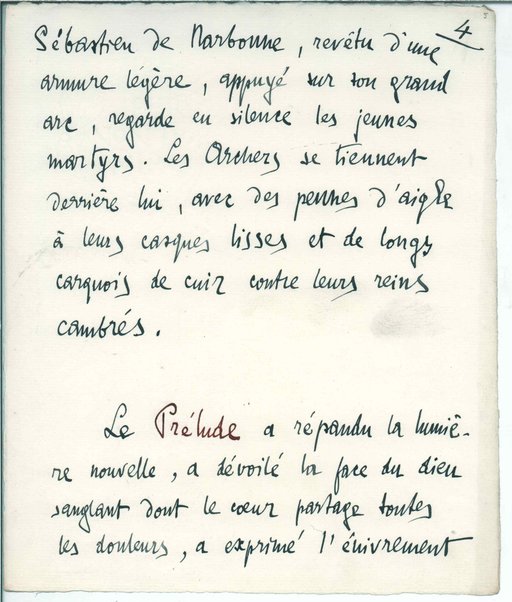 Le Martyre de Saint Sébastien. Mystère. Premier acte. Notes pour le peintre et pour le Musicien. Troisieme acte