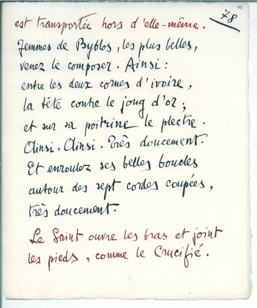 Le Martyre de Saint Sébastien. Mystère. Premier acte. Notes pour le peintre et pour le Musicien. Troisieme acte