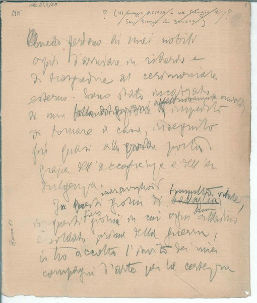 [Per la più grande Italia. Parole dette nella Casa degli Artisti, la sera del 16 maggio 1915 (Roma)] Inc.: "Chiedo perdono ai miei nobili ospiti"
