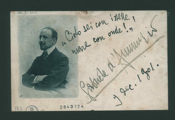 Cartolina postale con fotografia di Gabriele D'Annunzio