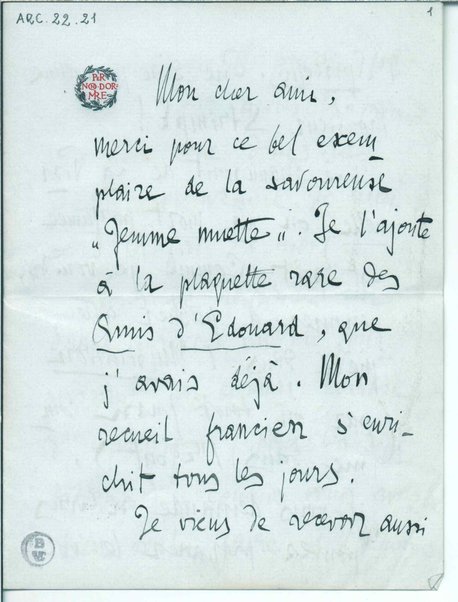 Lettera con busta <in lingua francese>. Sigillo in ceralacca