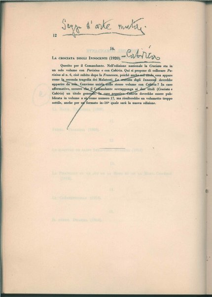 Disegno di una nuova edizione di tutte le opere di Gabriele D'Annunzio