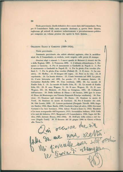 Disegno di una nuova edizione di tutte le opere di Gabriele D'Annunzio