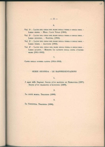 Disegno di una nuova edizione di tutte le opere di Gabriele D'Annunzio