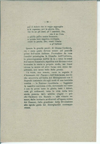 Gabriele D'Annunzio e il moderno spirito italico <bozze di stampa>