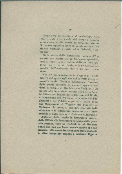 Gabriele D'Annunzio e il moderno spirito italico <bozze di stampa>