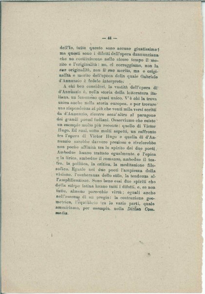 Gabriele D'Annunzio e il moderno spirito italico <bozze di stampa>