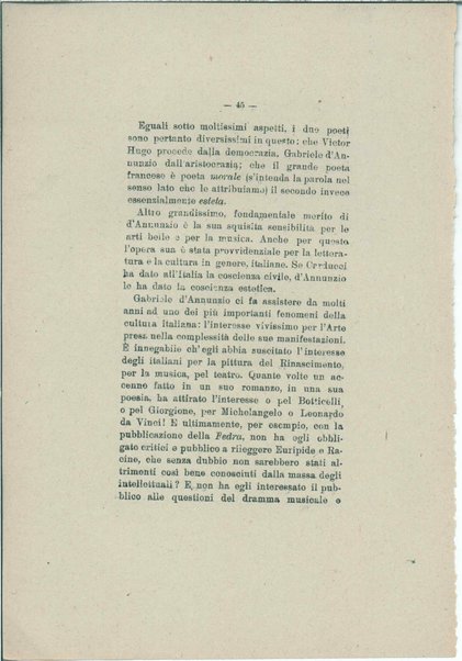 Gabriele D'Annunzio e il moderno spirito italico <bozze di stampa>