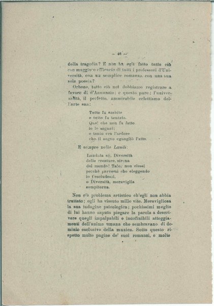 Gabriele D'Annunzio e il moderno spirito italico <bozze di stampa>