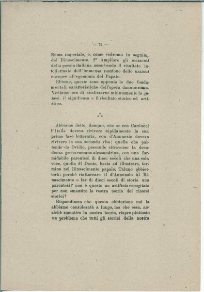 Gabriele D'Annunzio e il moderno spirito italico <bozze di stampa>