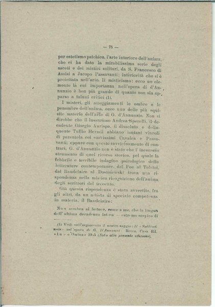 Gabriele D'Annunzio e il moderno spirito italico <bozze di stampa>