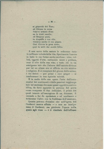 Gabriele D'Annunzio e il moderno spirito italico <bozze di stampa>