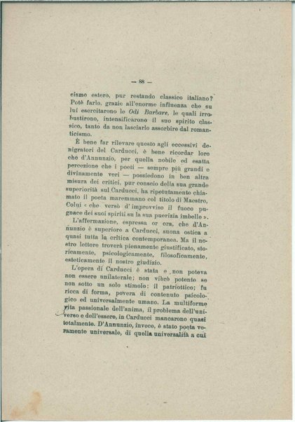 Gabriele D'Annunzio e il moderno spirito italico <bozze di stampa>