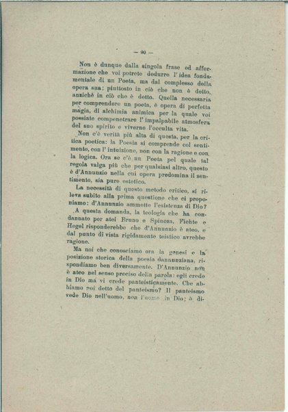 Gabriele D'Annunzio e il moderno spirito italico <bozze di stampa>