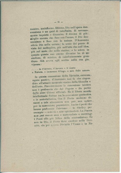 Gabriele D'Annunzio e il moderno spirito italico <bozze di stampa>