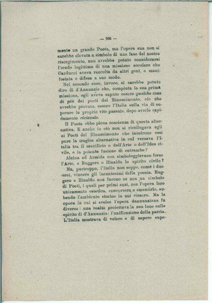 Gabriele D'Annunzio e il moderno spirito italico <bozze di stampa>