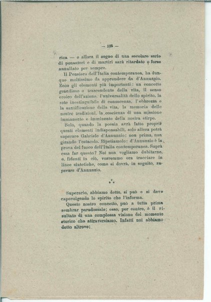 Gabriele D'Annunzio e il moderno spirito italico <bozze di stampa>