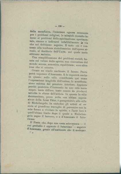 Gabriele D'Annunzio e il moderno spirito italico <bozze di stampa>