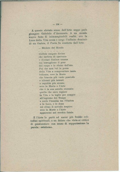 Gabriele D'Annunzio e il moderno spirito italico <bozze di stampa>