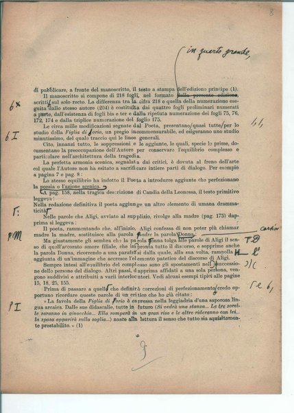 Il manoscritto della "Figlia di Iorio" di Gabriele D'Annunzio <bozze di stampa>