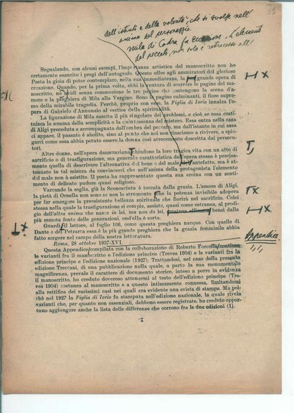 Il manoscritto della "Figlia di Iorio" di Gabriele D'Annunzio <bozze di stampa>