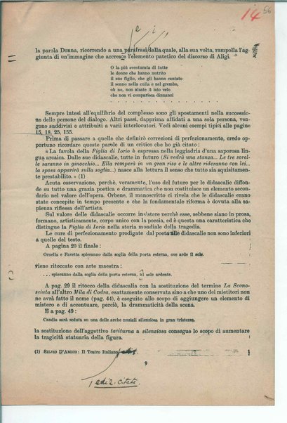 Il manoscritto della "Figlia di Iorio" di Gabriele D'Annunzio <bozze di stampa>