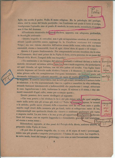 Il manoscritto della "Figlia di Iorio" di Gabriele D'Annunzio <bozze di stampa>