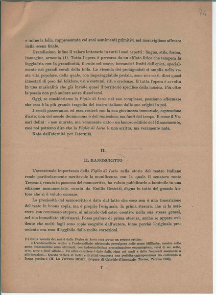 Il manoscritto della "Figlia di Iorio" di Gabriele D'Annunzio <bozze di stampa>