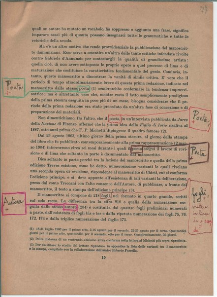 Il manoscritto della "Figlia di Iorio" di Gabriele D'Annunzio <bozze di stampa>