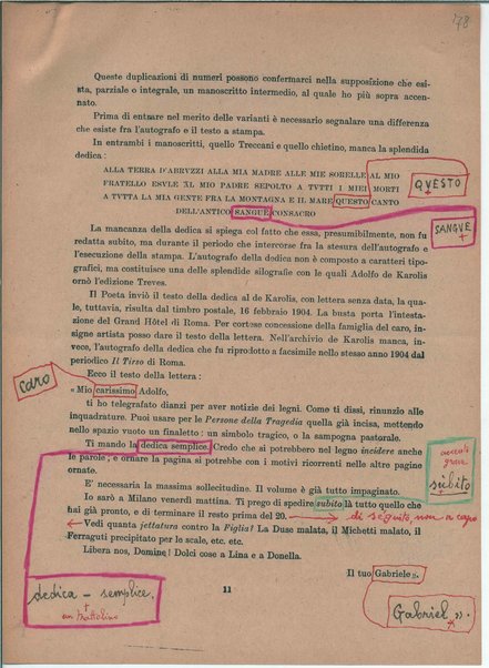 Il manoscritto della "Figlia di Iorio" di Gabriele D'Annunzio <bozze di stampa>