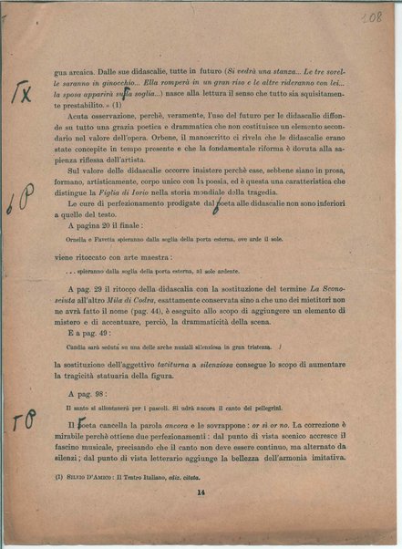 Il manoscritto della "Figlia di Iorio" di Gabriele D'Annunzio <bozze di stampa>