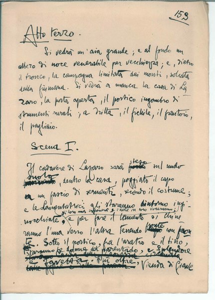 [La figlia di Iorio] Atto terzo. Inc.: "Si vedrà un'aia grande " <bozze di stampa>