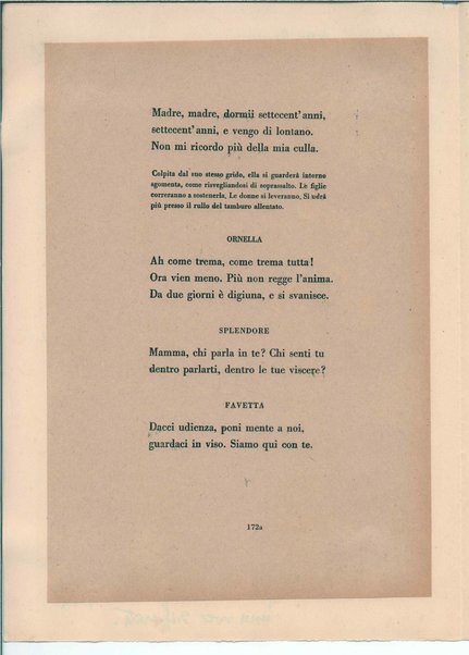 [La figlia di Iorio] Atto terzo. Inc.: "Si vedrà un'aia grande " <bozze di stampa>