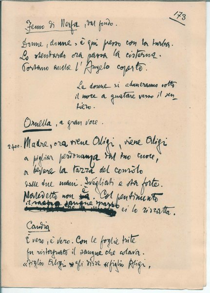 [La figlia di Iorio] Atto terzo. Inc.: "Si vedrà un'aia grande " <bozze di stampa>