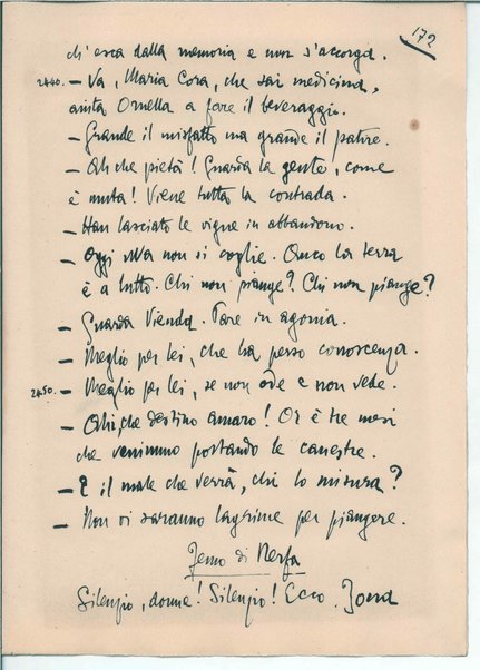 [La figlia di Iorio] Atto terzo. Inc.: "Si vedrà un'aia grande " <bozze di stampa>