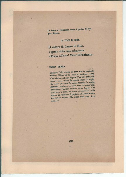 [La figlia di Iorio] Atto terzo. Inc.: "Si vedrà un'aia grande " <bozze di stampa>