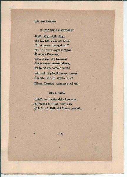 [La figlia di Iorio] Atto terzo. Inc.: "Si vedrà un'aia grande " <bozze di stampa>