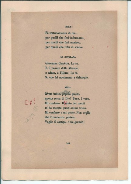 [La figlia di Iorio] Atto terzo. Inc.: "Si vedrà un'aia grande " <bozze di stampa>