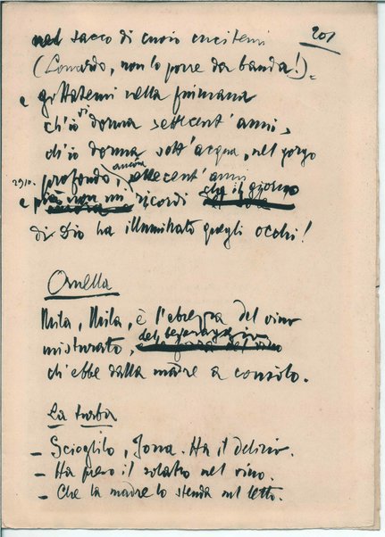 [La figlia di Iorio] Atto terzo. Inc.: "Si vedrà un'aia grande " <bozze di stampa>