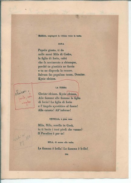 [La figlia di Iorio] Atto terzo. Inc.: "Si vedrà un'aia grande " <bozze di stampa>