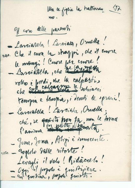 La figlia di Iorio. Tragedia pastorale <bozze di stampa del fac simile del manoscritto>